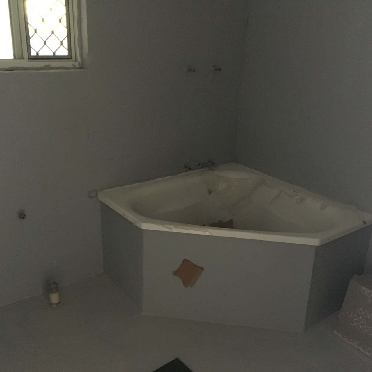 Bath is framed and room wet sealed