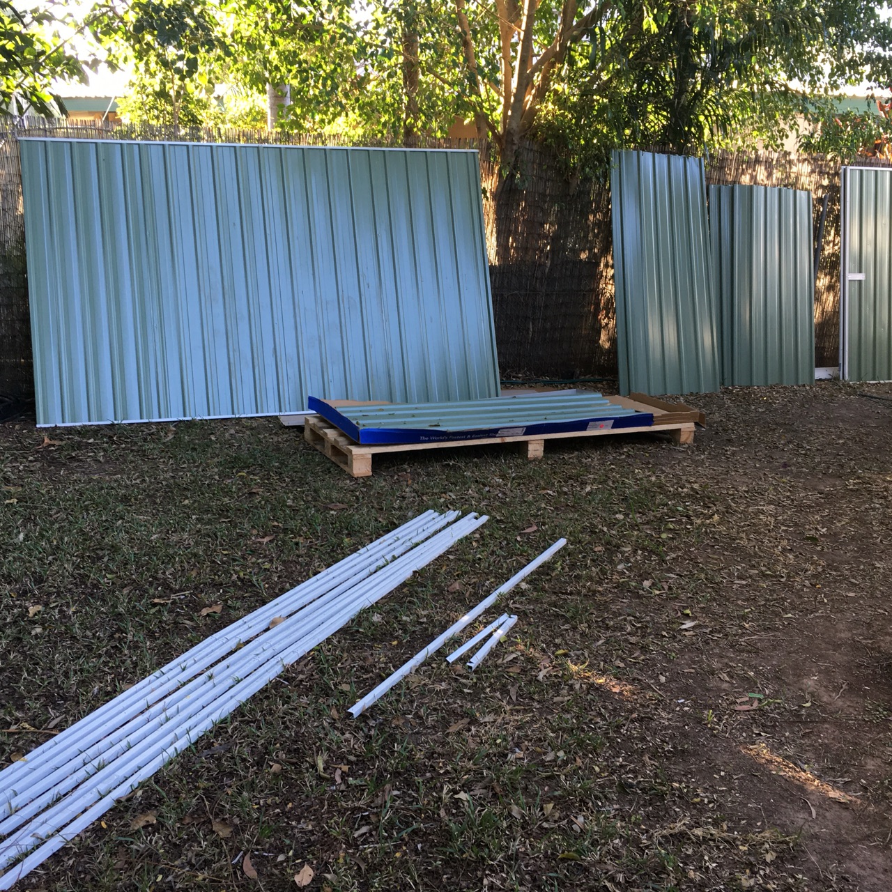 Shed being erected