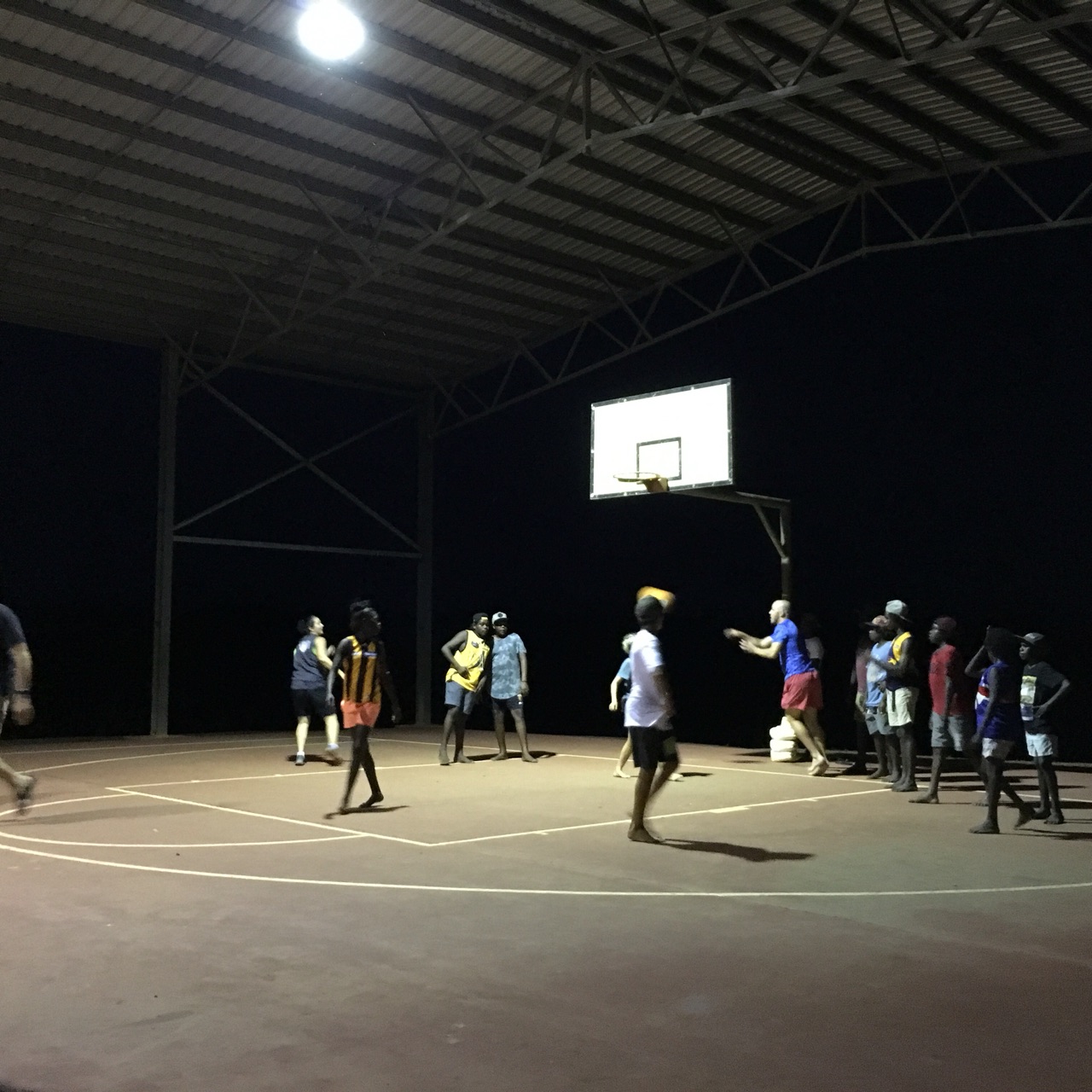 Dinner together then all-in basketball