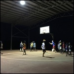 Dinner together then all-in basketball